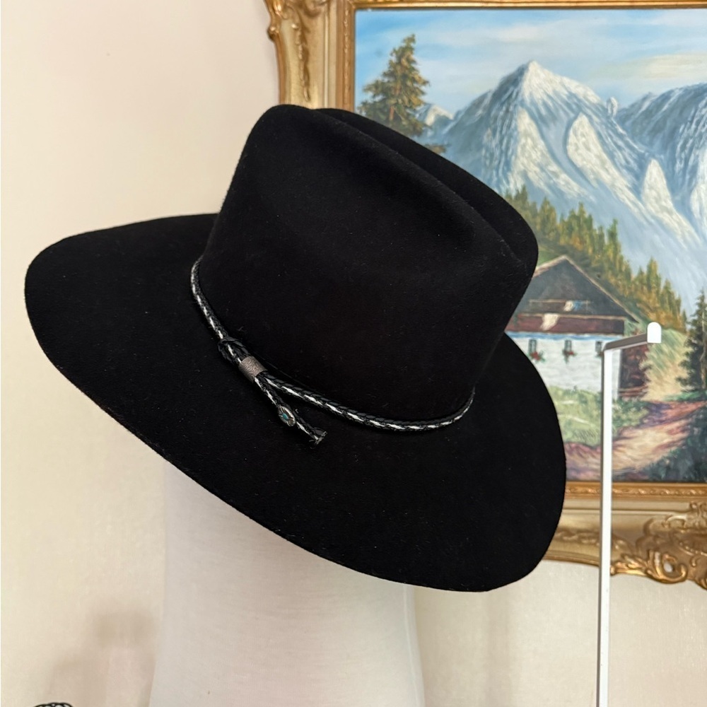 Vintage Elegant Black Wool Felt Cowboy Hat